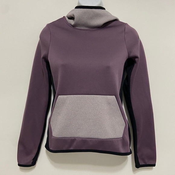Nike Dri-Fit Girls Sweatshirt Hoodie Purple Black Striped Long Sleeve Size M - Picture 2 of 14